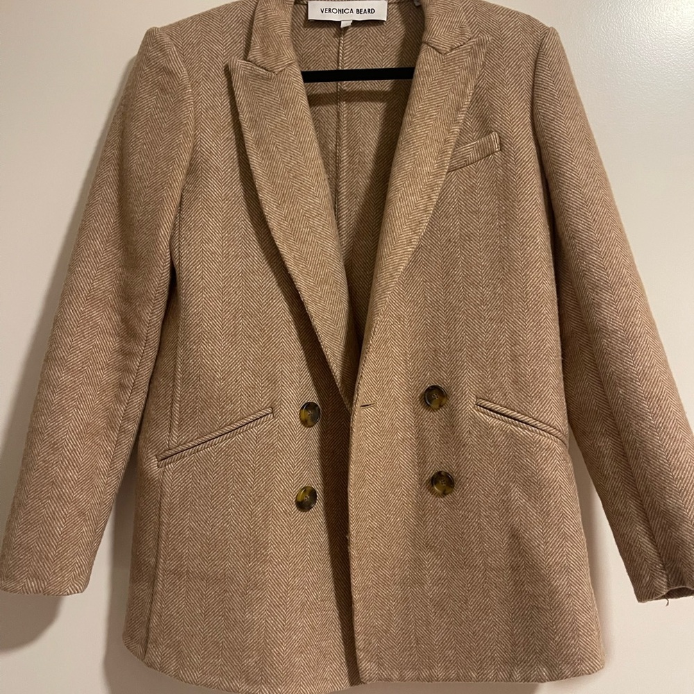 Veronica Beard Beige Herringbone Blazer